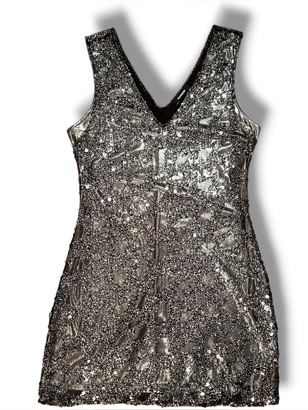 Express Sequin Sleeveless Cocktail Dress Sz S Mini Clubwear Bodycon Evening Sexy
